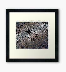 Boho Navy and Rose Gold Mandala Framed Print