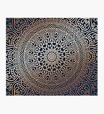 Boho Navy and Rose Gold Mandala Photographic Print