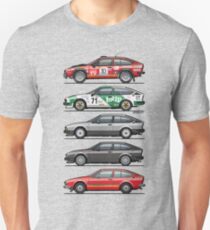 Stack of Alfa Romeo Alfetta GT and GTV6 Unisex T-Shirt
