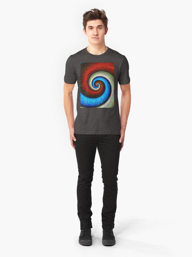 Alternate view of #DeepDream Color Fibonacci Visual Areas Slim Fit T-Shirt