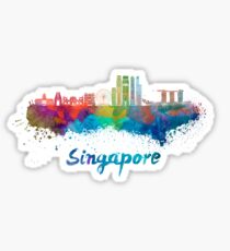 Singapore V2 skyline in watercolor Sticker