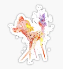 Bambi With Butterfly, Watercolor Art, Gift For Kids, Sticker