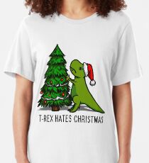 T-Rex Hates Christmas Slim Fit T-Shirt