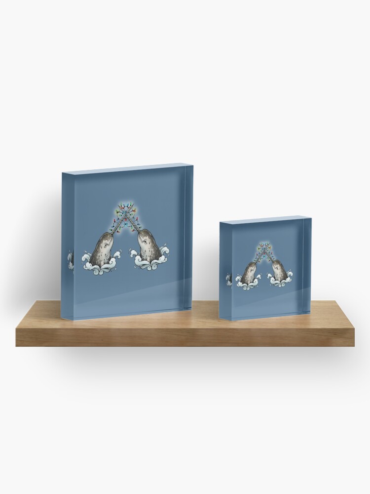 Alternate view of Christmas narwhal Acrylic Block