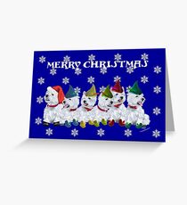 Westie Santa and Elves Greeting Card