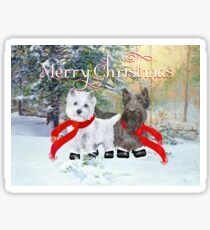 Westie and Scottie Wintertime Sticker