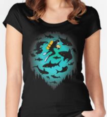 Screwed | Funny Shark and Diver Illustration Women's Fitted Scoop T-Shirt