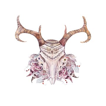 Imagen de la obra Deer skull with feathers de weloveboho