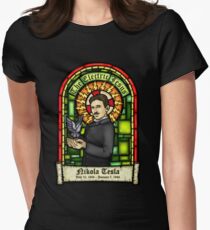 Tesla: The Electric Jesus Women's Fitted T-Shirt