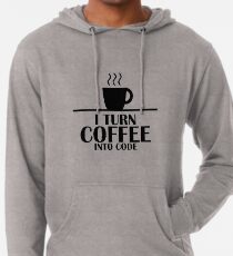 Sudadera con capucha ligera Convertí el café en código
