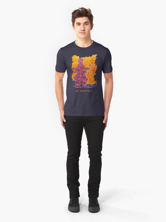 Alternate view of NORTHERN ART INUKSHUK NORTHERN SUNSET, FUNNY QUOTE HI ARCTIC Slim Fit T-Shirt
