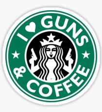 Pegatina Amo las ARMAS Y el CAFÉ Camiseta Funny Gun Camiseta