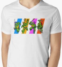 TMNT Turtles in Time Characters Men's V-Neck T-Shirt