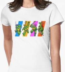 TMNT Turtles in Time Characters Women's Fitted T-Shirt