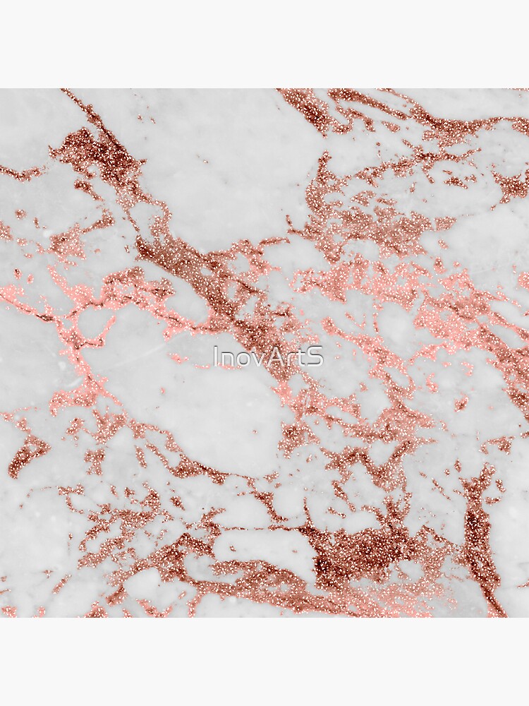 Stylish white marble rose gold glitter texture image by InovArtS