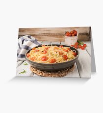 Spaghetti pasta with tomatoes Greeting Card