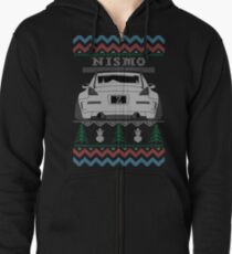 Ugly Sweater Christmas Nissan 350Z Z33 (White) Zipped Hoodie