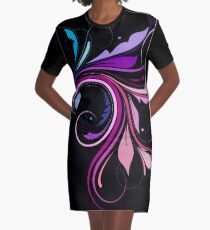 Purple and Pink Colorful Flourish Graphic T-Shirt Dress