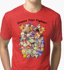 Super Smash Bros. All 58 Characters! Choose Your Fighter!! Group Tri-blend T-Shirt