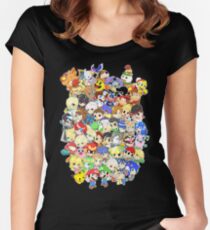 Super Smash Bros. All 58 Characters! Group Women's Fitted Scoop T-Shirt