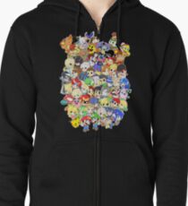Super Smash Bros. All 58 Characters! Group Zipped Hoodie