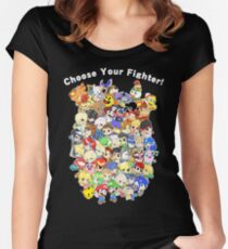 Super Smash Bros. All 58 Characters! Choose Your Fighter! Group Women's Fitted Scoop T-Shirt