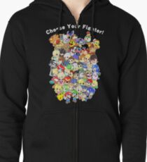 Super Smash Bros. All 58 Characters! Choose Your Fighter! Group Zipped Hoodie