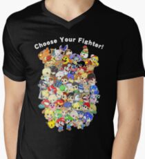 Super Smash Bros. All 58 Characters! Choose Your Fighter! Group Men's V-Neck T-Shirt