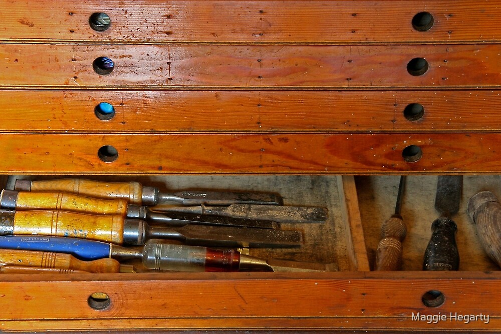 "Vintage wooden tool chest" by Maggie Hegarty Redbubble