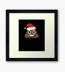 Funny Santa Claus Christmas Poop Emoji Framed Print