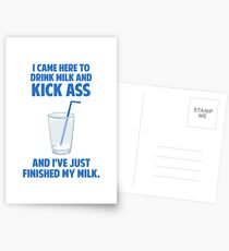 Drink Milk and Kick Ass Postcards