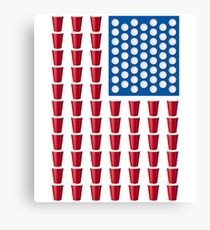 Lienzo Beer Pong Drinking Game Bandera estadounidense