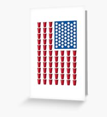 Beer Pong Drinking Game American Flag Greeting Card