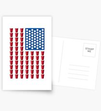Beer Pong Drinking Game American Flag Postcards