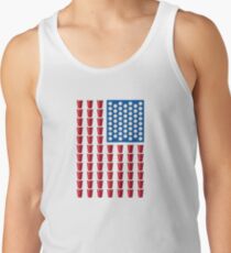 Beer Pong Drinking Game American Flag Tank Top