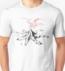 Red Dragon Above A Single Solitary Peak - Fan Art Unisex T-Shirt