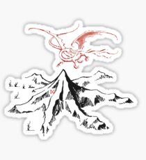 Red Dragon Above A Single Solitary Peak - Fan Art Sticker
