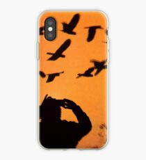 Red Sunset with Birds iPhone Case