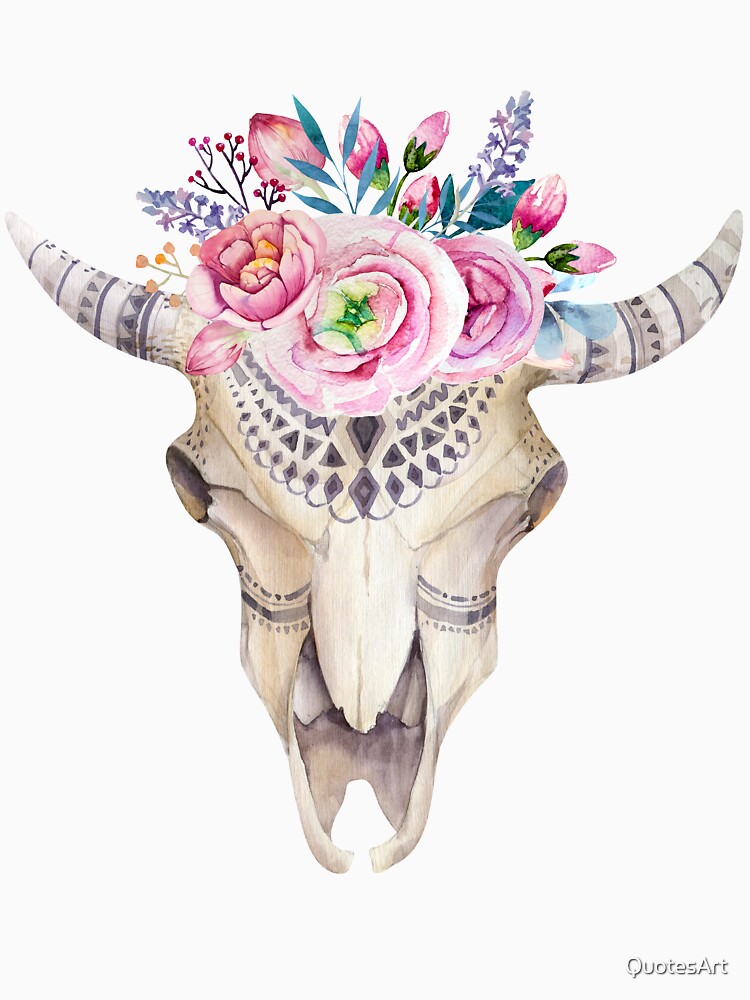 Download "Cow Skull Floral, Cow Skull, Floral Skull Graphic" T ...