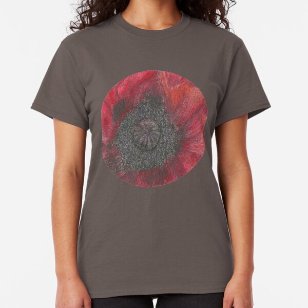 Heart of the Poppy illustration, ink and watercolor Classic T-Shirt