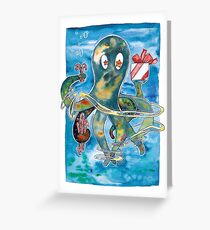 Oktopus Kraken Weihnachten Grußkarte