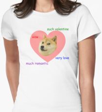 Doge Much Valentines Day Very Love Such Romantic Women's Fitted T-Shirt
