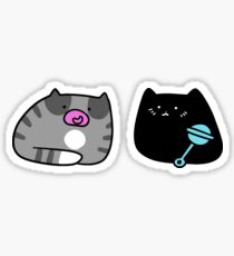 Black Kitten and Gray Tabby Kitten Sticker
