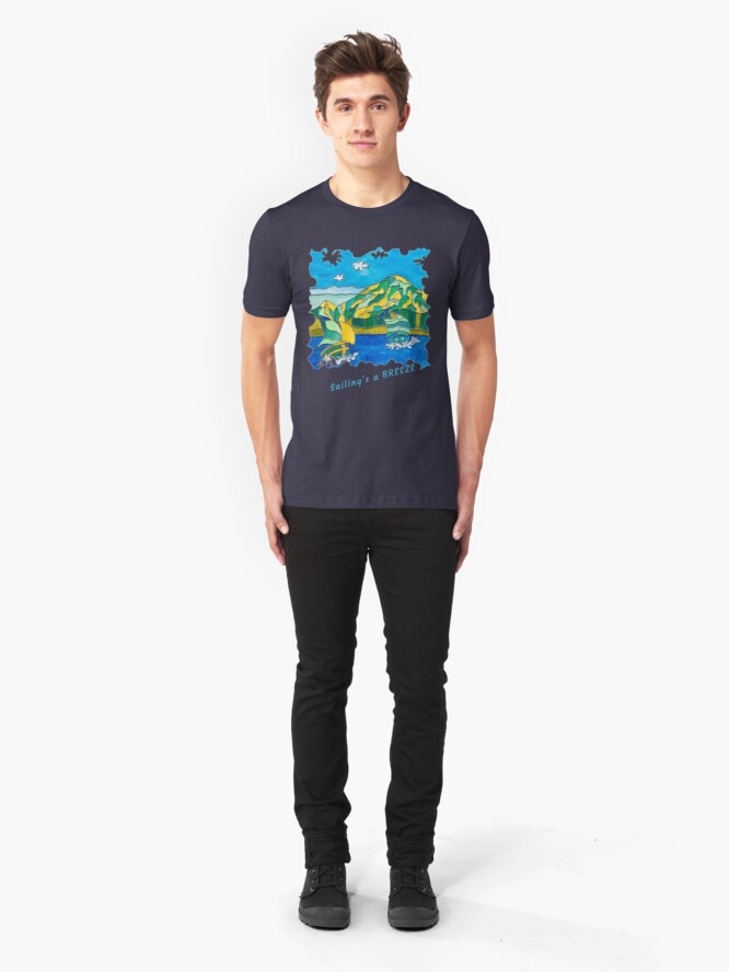 Alternate view of SAILING'S A BREEZE - OCEAN ART Slim Fit T-Shirt