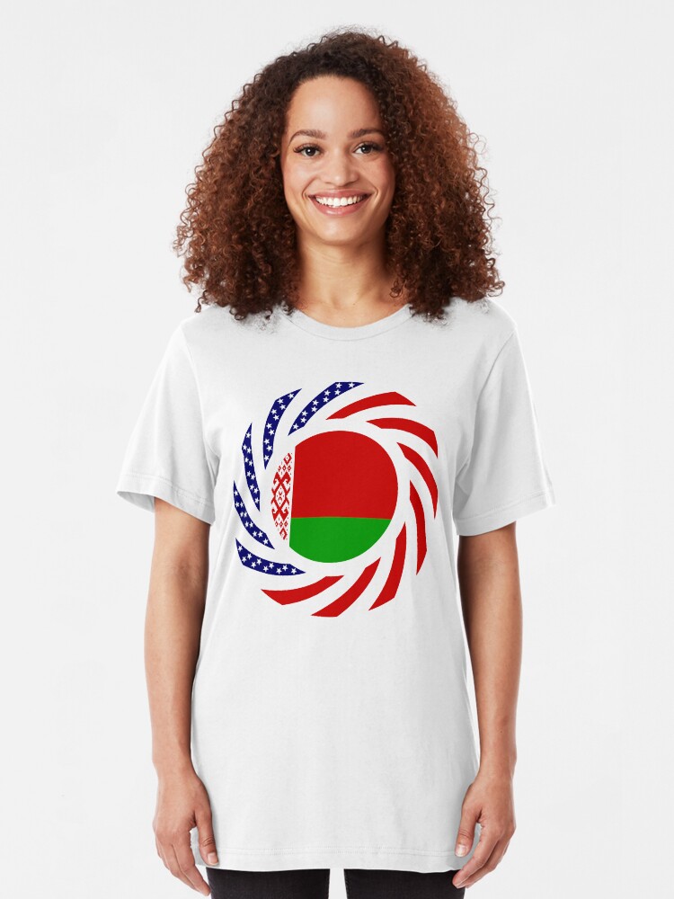 Alternate view of Belarusian American Multinational Patriot Flag Series Slim Fit T-Shirt