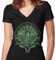The Idol Sick Green Variant Cthulhu God Art Women's Fitted V-Neck T-Shirt