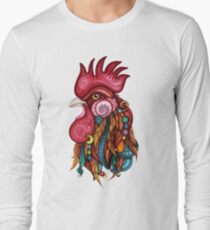 Tribal Rooster Design Long Sleeve T-Shirt
