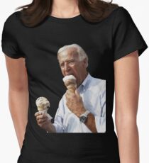 Joe Biden Eating Ice Cream Women's Fitted T-Shirt