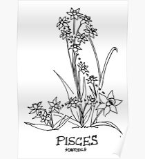 Floral Constellation - Pisces Poster