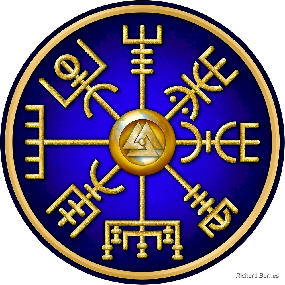 "Norse Vegvisir Viking Compass Blue" by Ricky Barnes Redbubble